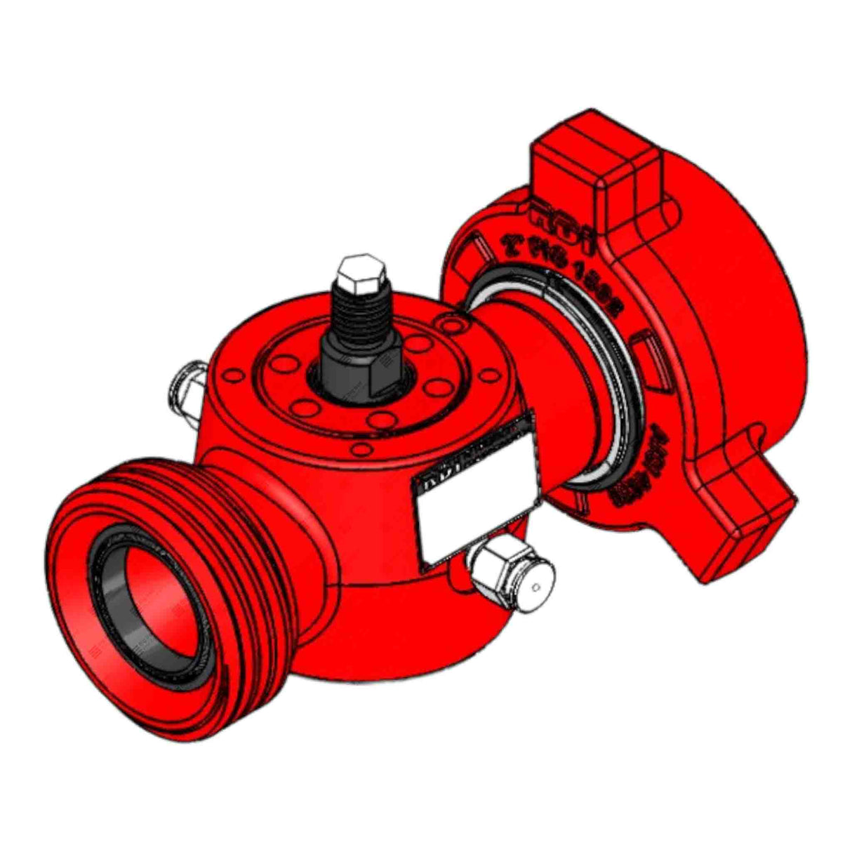 Plug Valve, Actuator Prep, TE, 2"x1" 1502 MxF, 15000 psi, STD Service